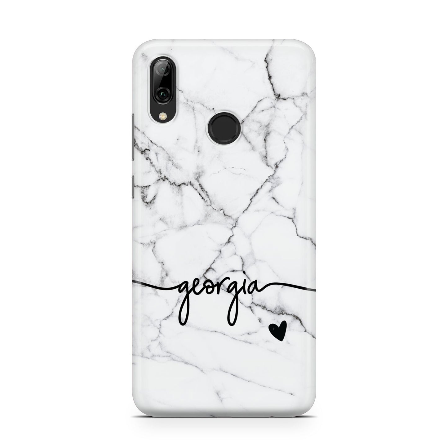 Personalised Black and White Marble with Handwriting Text Huawei Y7 2019