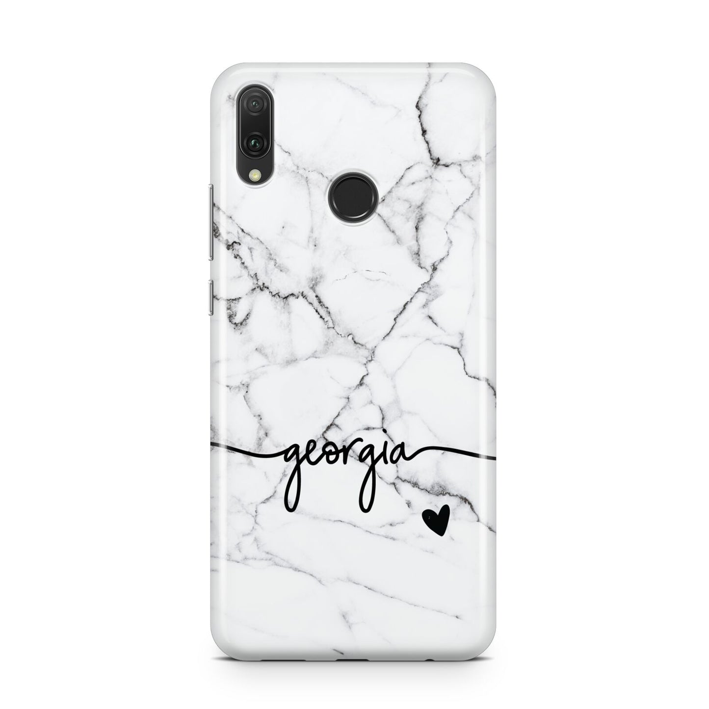Personalised Black and White Marble with Handwriting Text Huawei Y9 2019