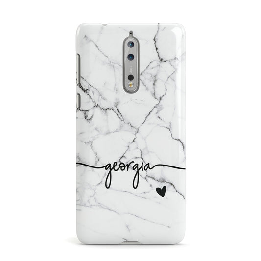 Personalised Black and White Marble with Handwriting Text Nokia Case