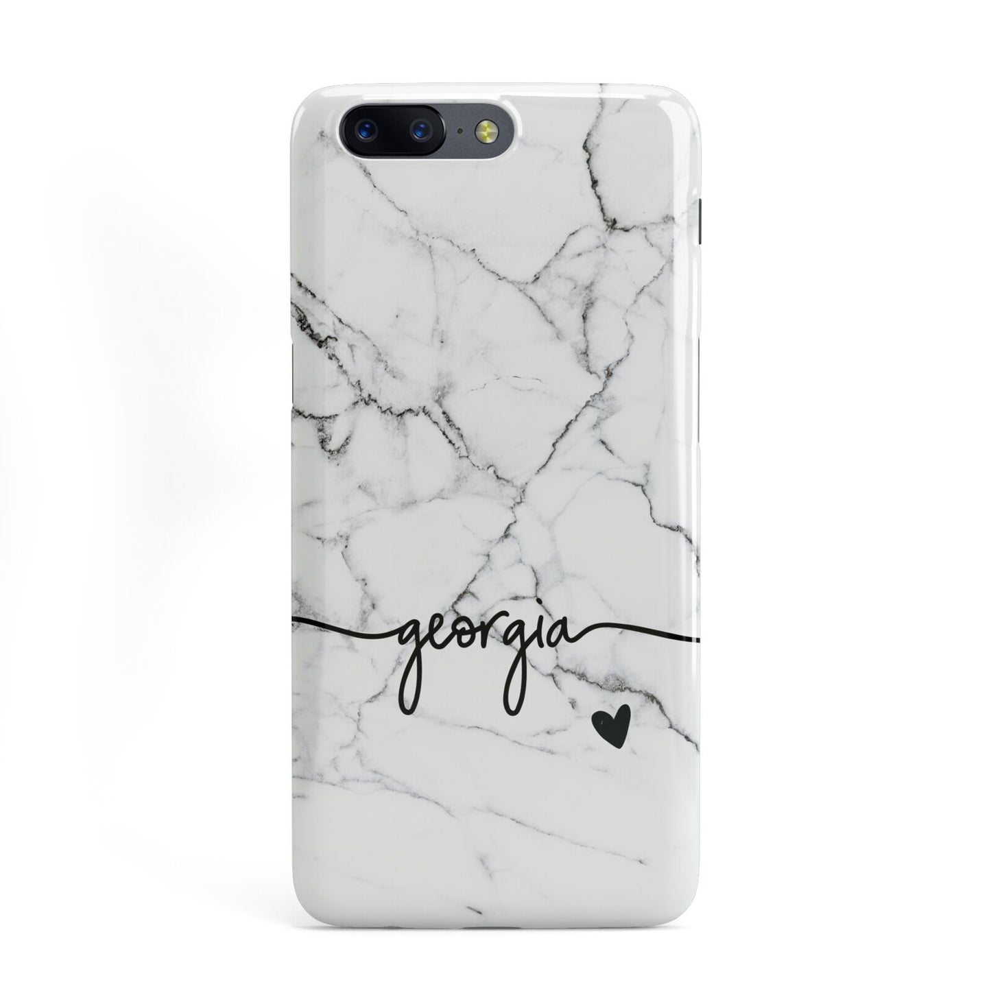 Personalised Black and White Marble with Handwriting Text OnePlus Case