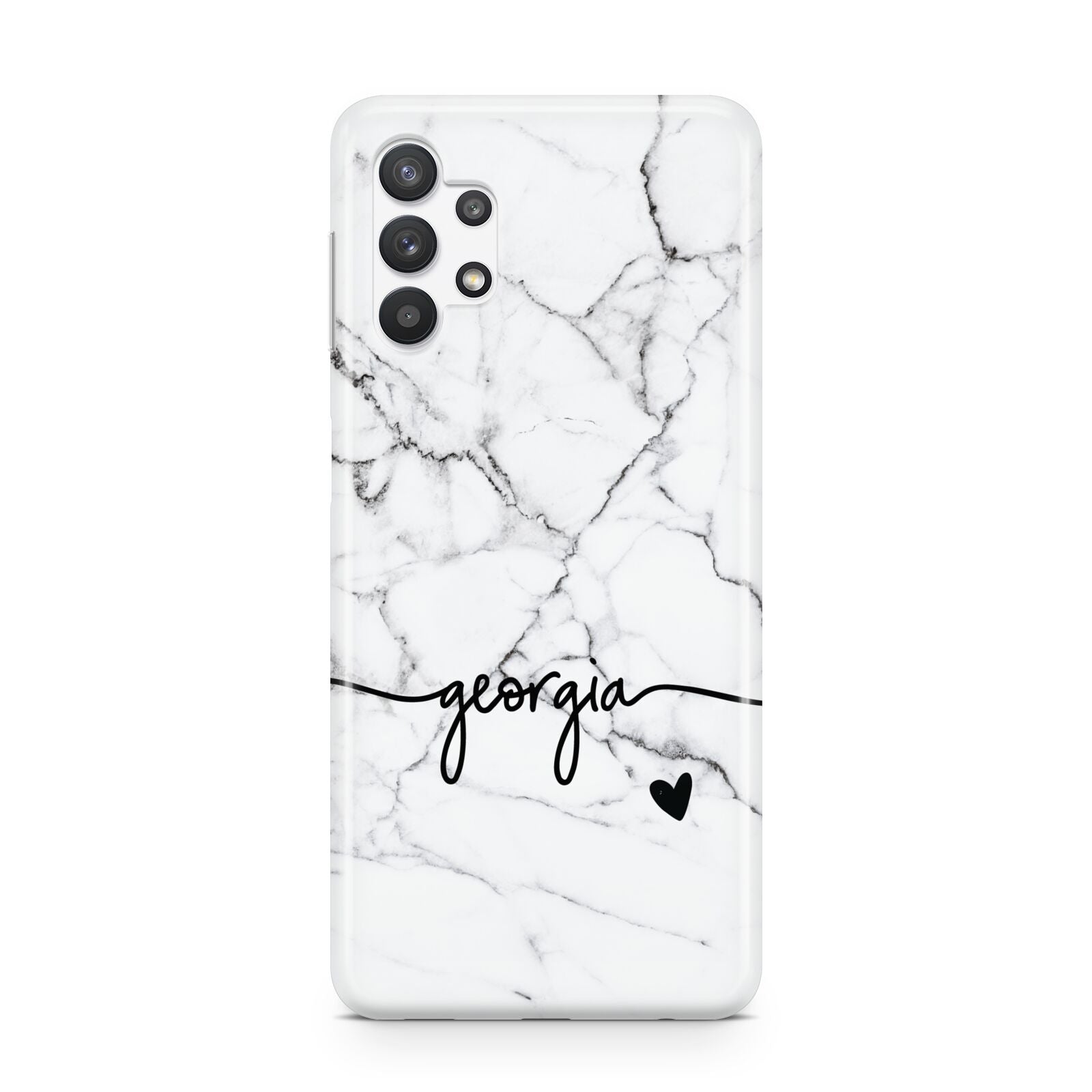 Personalised Black and White Marble with Handwriting Text Samsung A32 5G Case