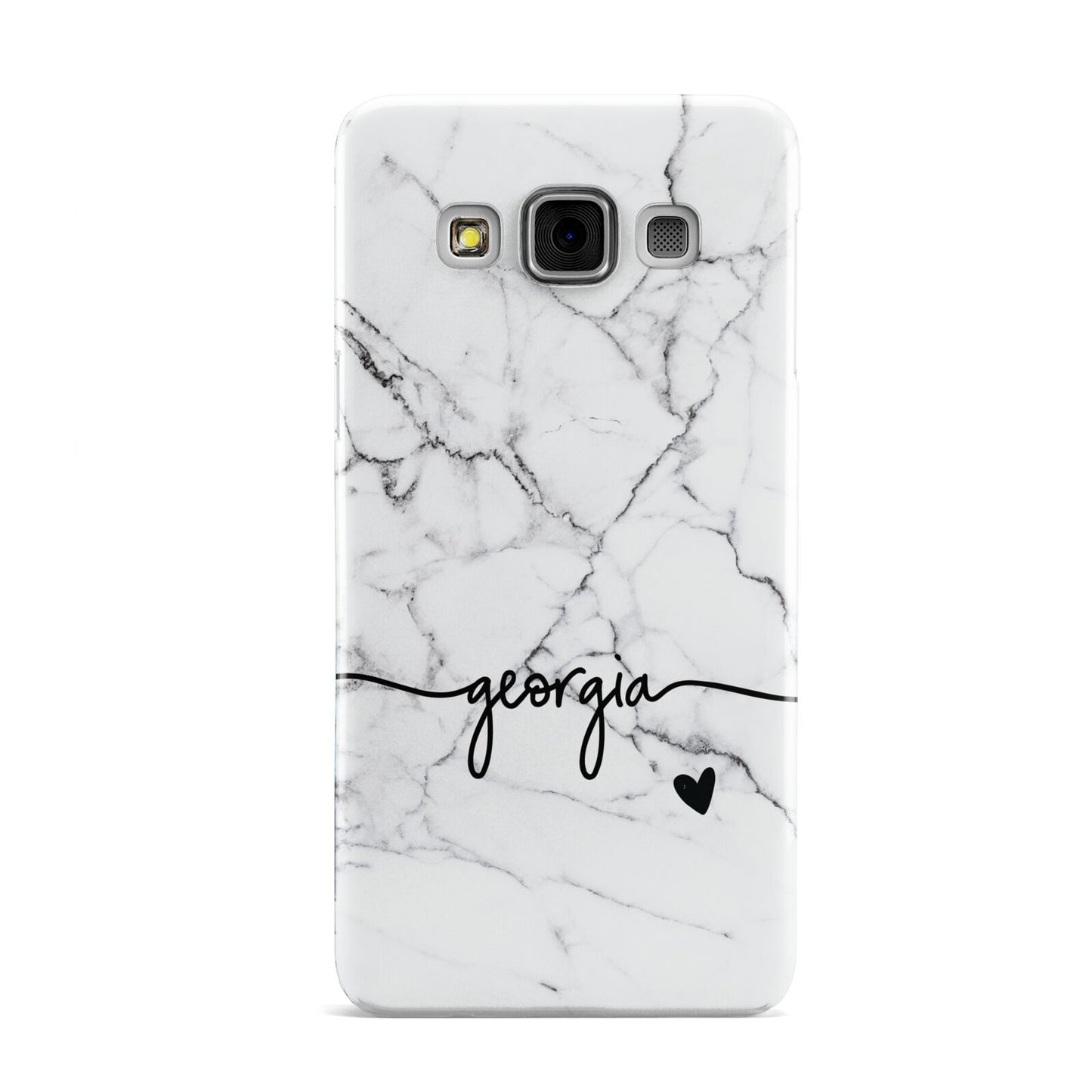 Personalised Black and White Marble with Handwriting Text Samsung Galaxy A3 Case