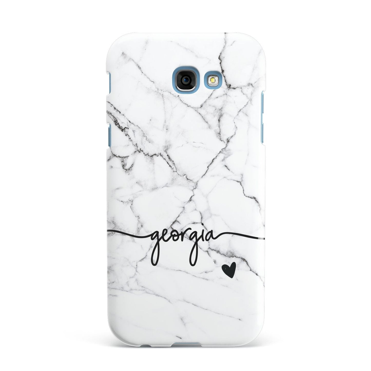 Personalised Black and White Marble with Handwriting Text Samsung Galaxy A7 2017 Case