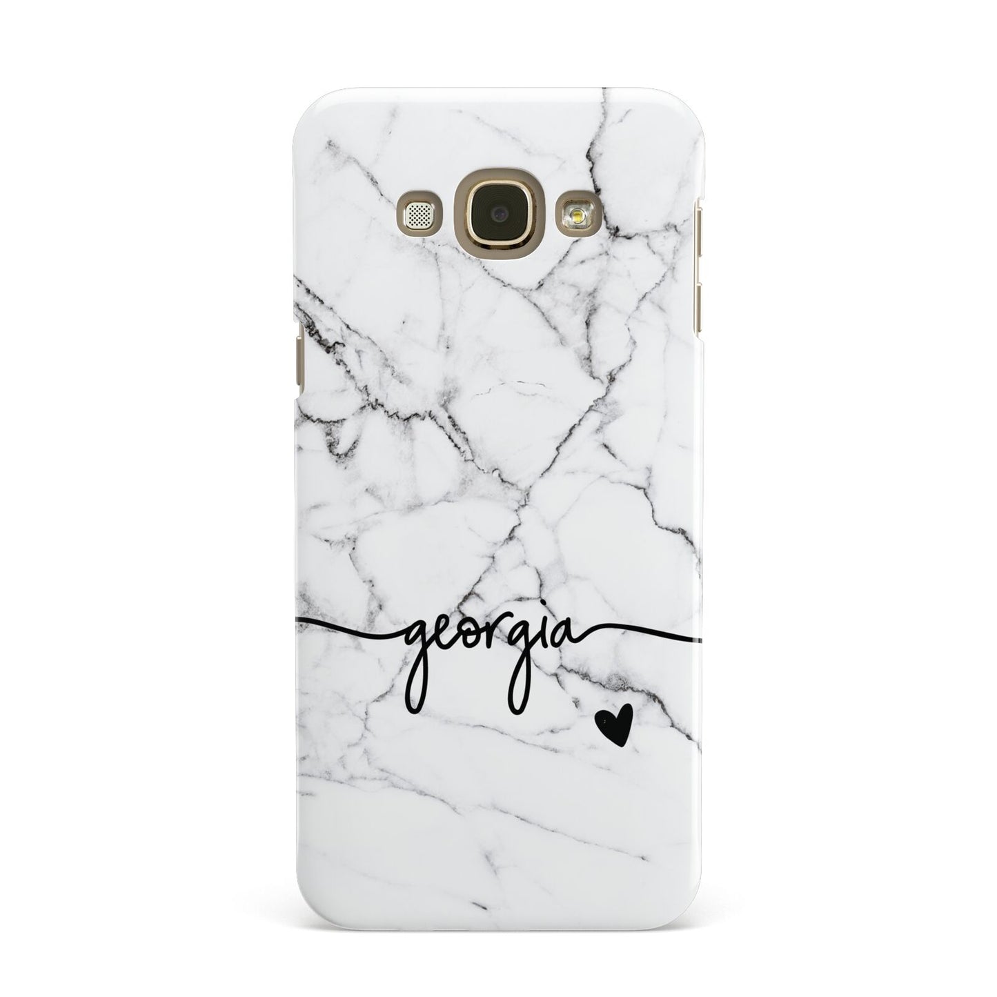 Personalised Black and White Marble with Handwriting Text Samsung Galaxy A8 Case