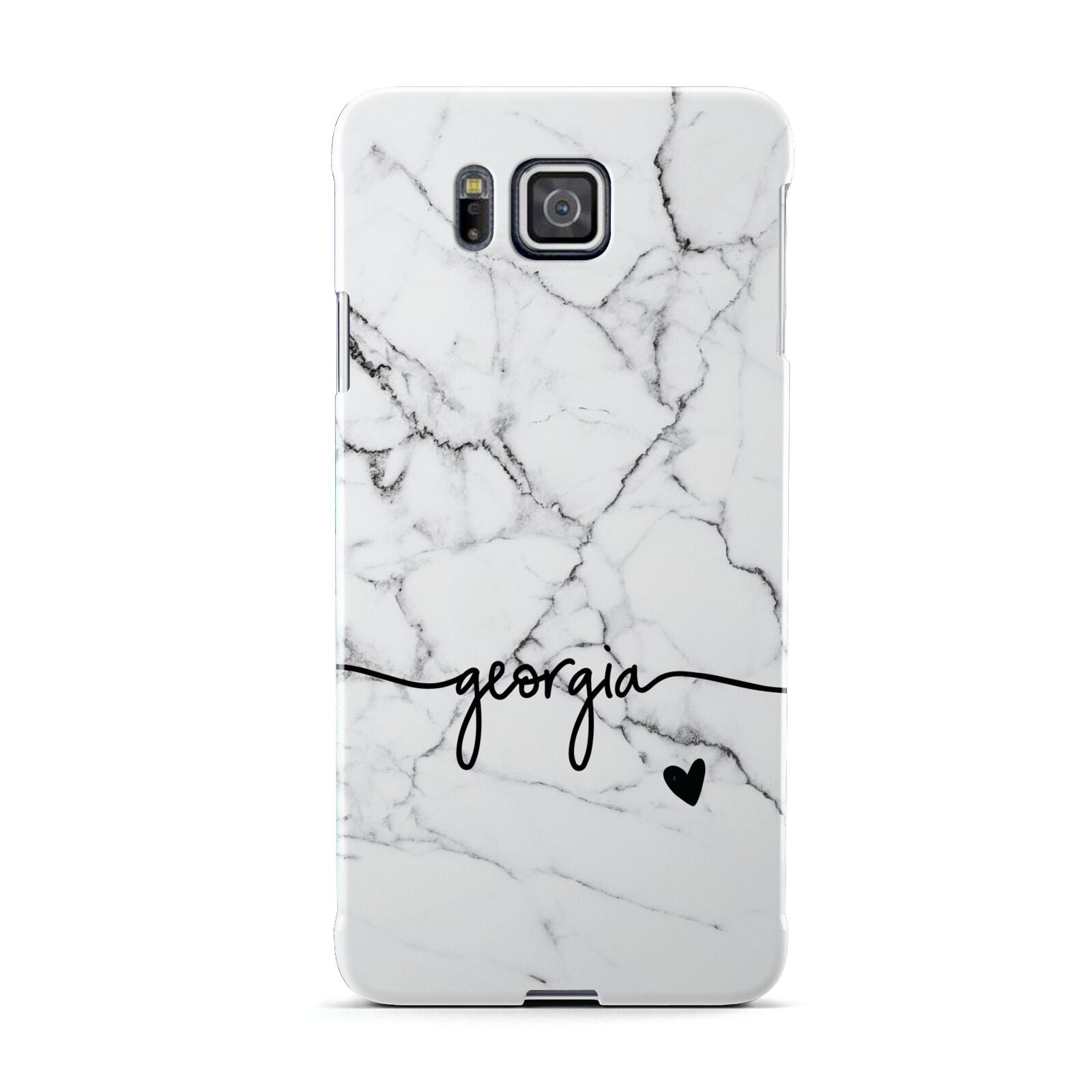 Personalised Black and White Marble with Handwriting Text Samsung Galaxy Alpha Case