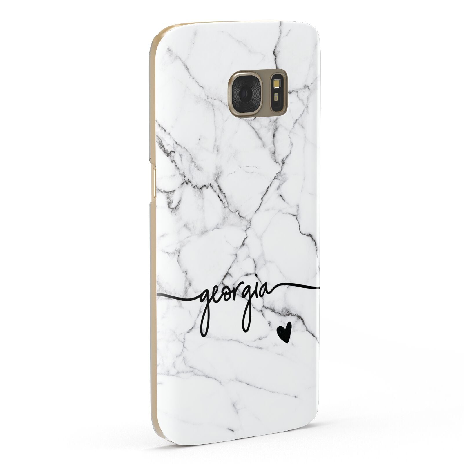 Personalised Black and White Marble with Handwriting Text Samsung Galaxy Case Fourty Five Degrees