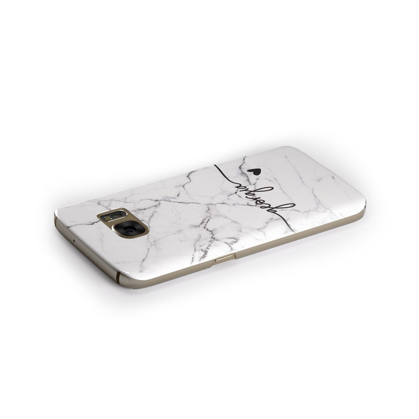 Personalised Black and White Marble with Handwriting Text Samsung Galaxy Case Side Close Up