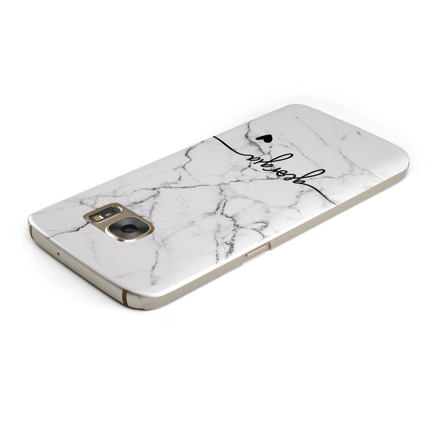 Personalised Black and White Marble with Handwriting Text Samsung Galaxy Case Top Cutout