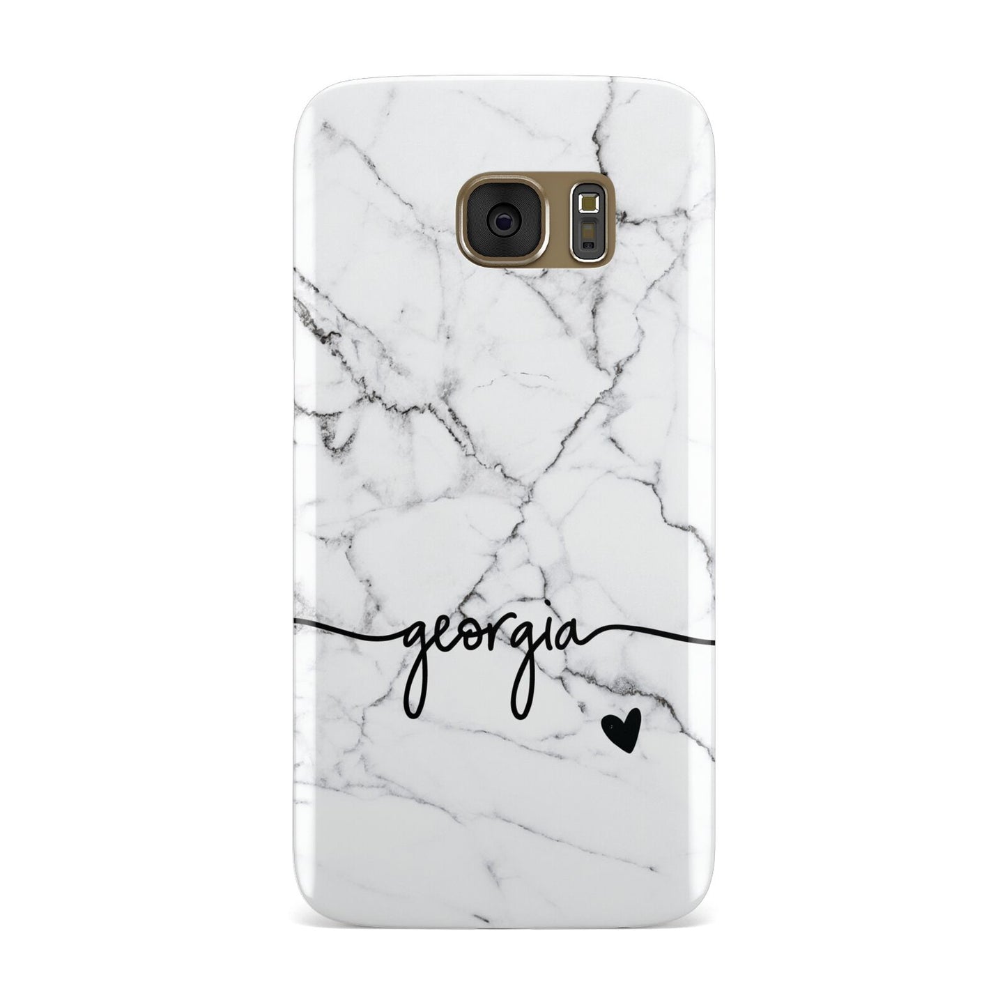 Personalised Black and White Marble with Handwriting Text Samsung Galaxy Case