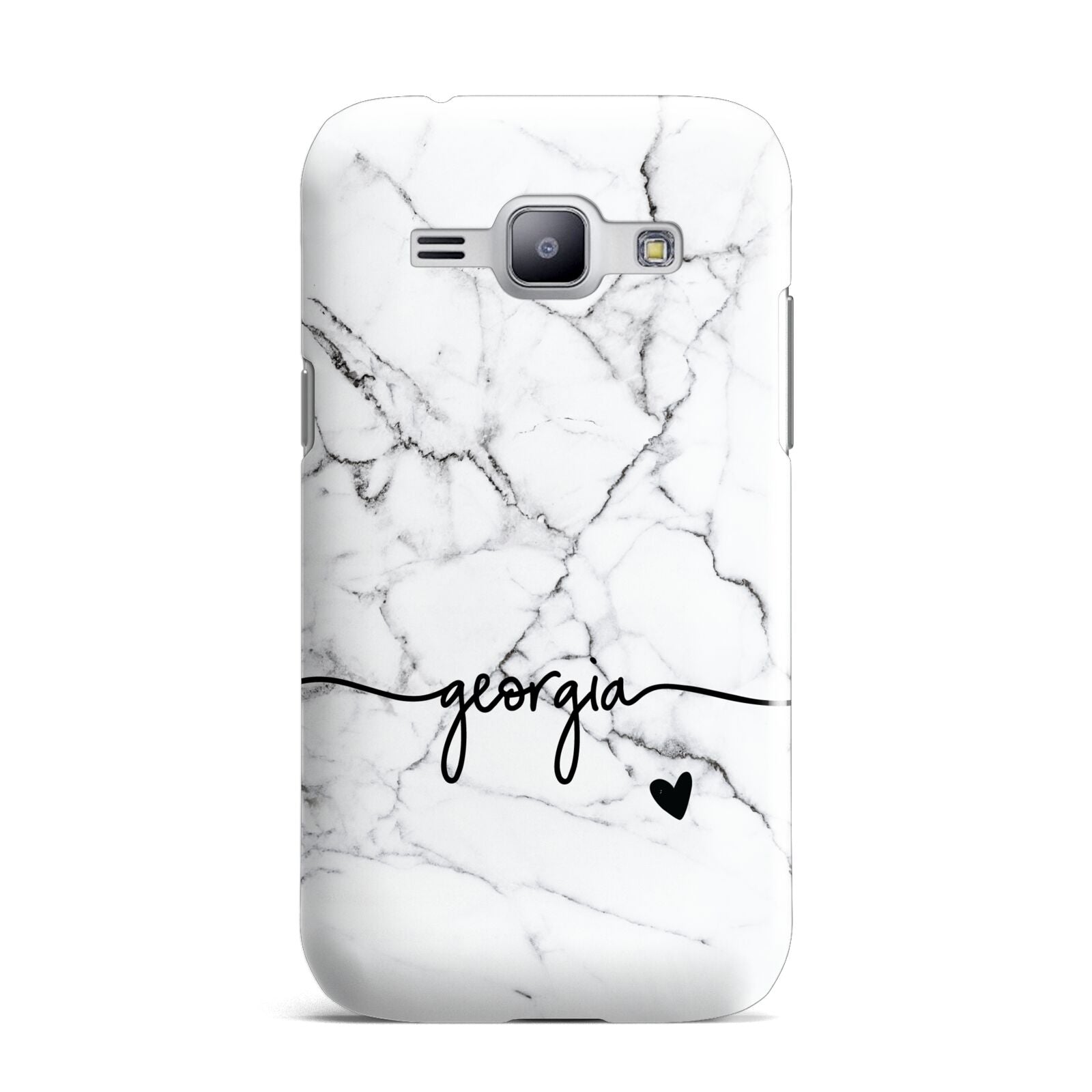 Personalised Black and White Marble with Handwriting Text Samsung Galaxy J1 2015 Case