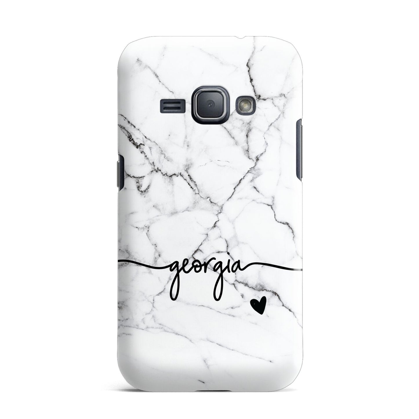 Personalised Black and White Marble with Handwriting Text Samsung Galaxy J1 2016 Case