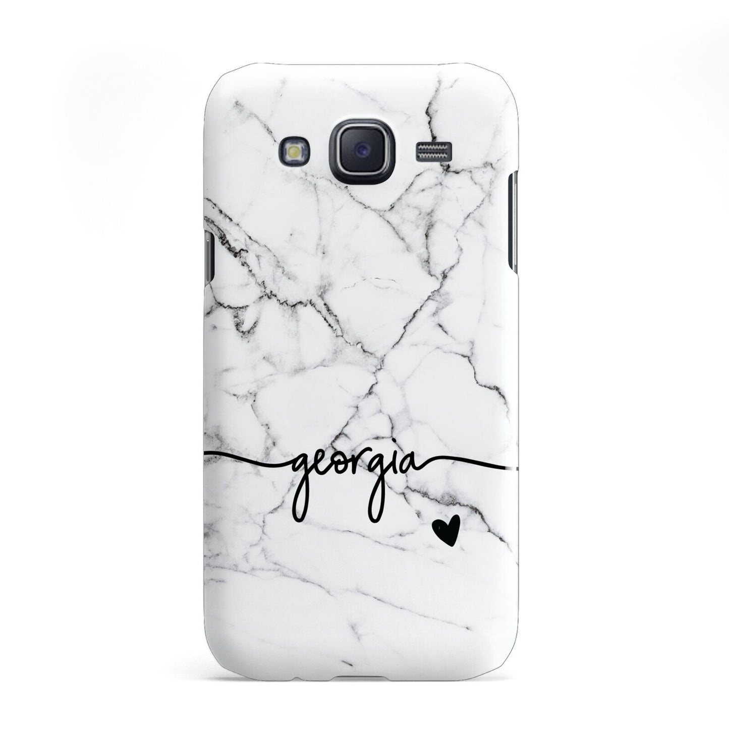 Personalised Black and White Marble with Handwriting Text Samsung Galaxy J5 Case