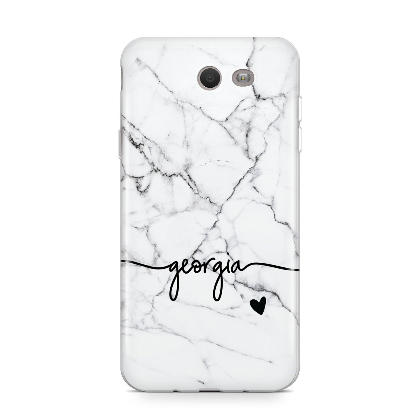 Personalised Black and White Marble with Handwriting Text Samsung Galaxy J7 2017 Case