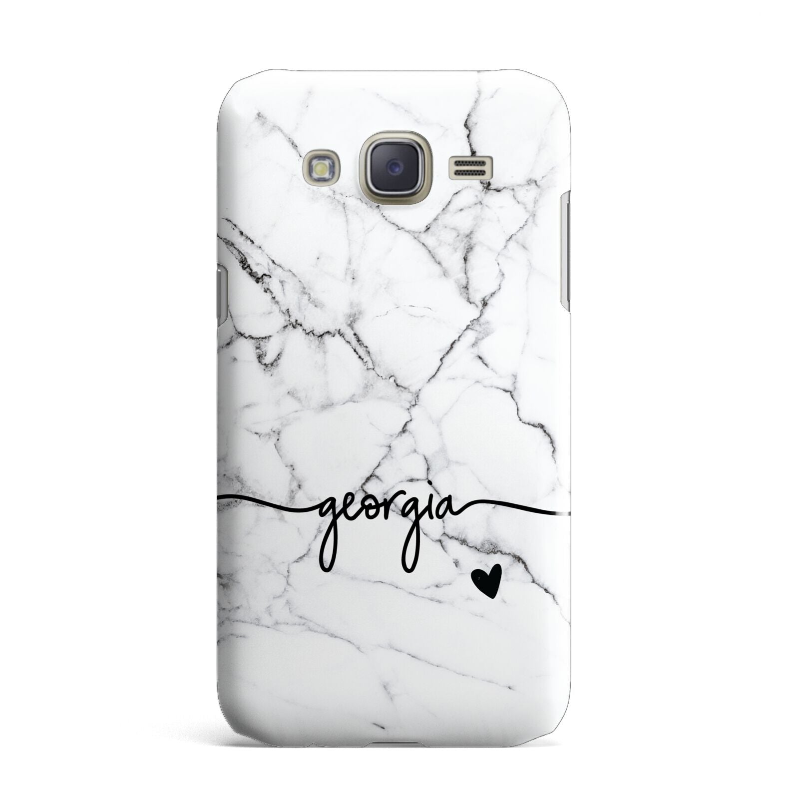 Personalised Black and White Marble with Handwriting Text Samsung Galaxy J7 Case