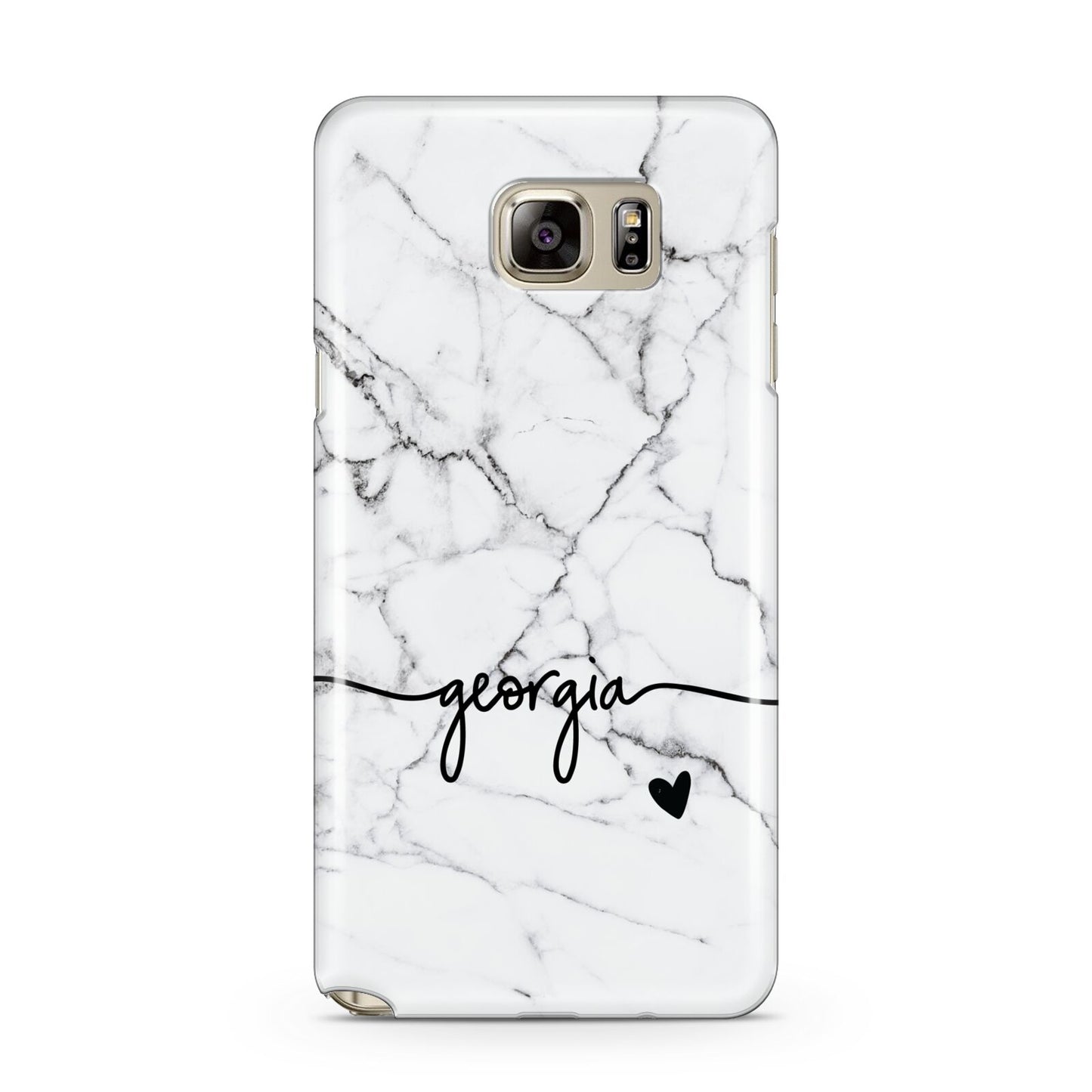 Personalised Black and White Marble with Handwriting Text Samsung Galaxy Note 5 Case