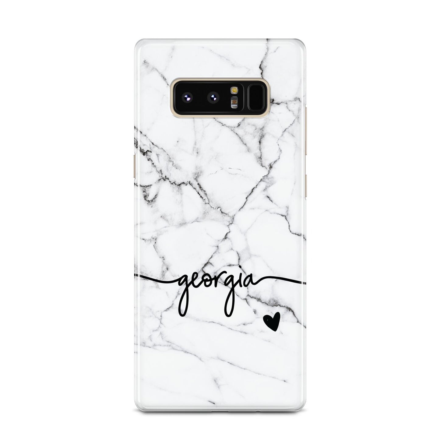 Personalised Black and White Marble with Handwriting Text Samsung Galaxy Note 8 Case