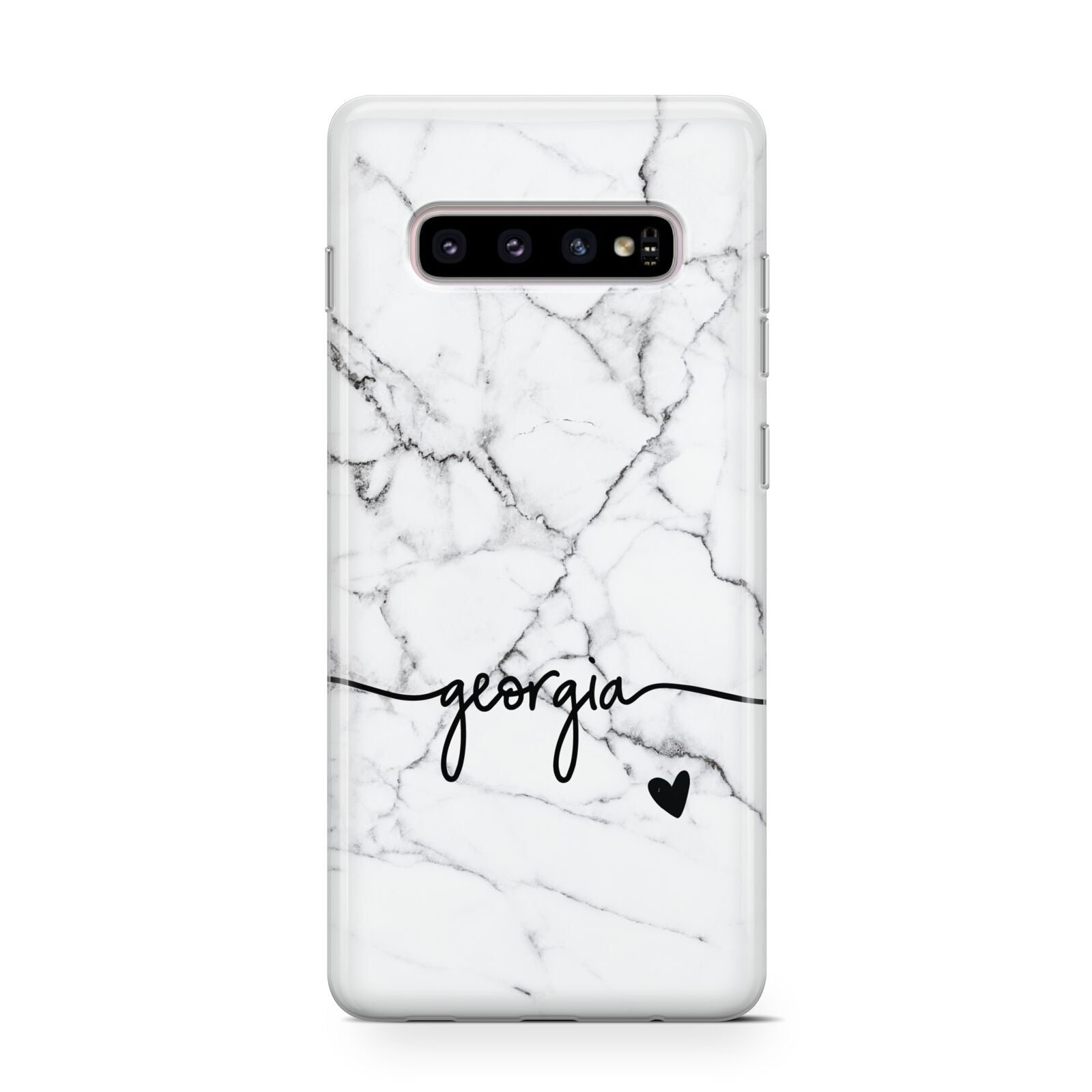 Personalised Black and White Marble with Handwriting Text Samsung Galaxy S10 Case