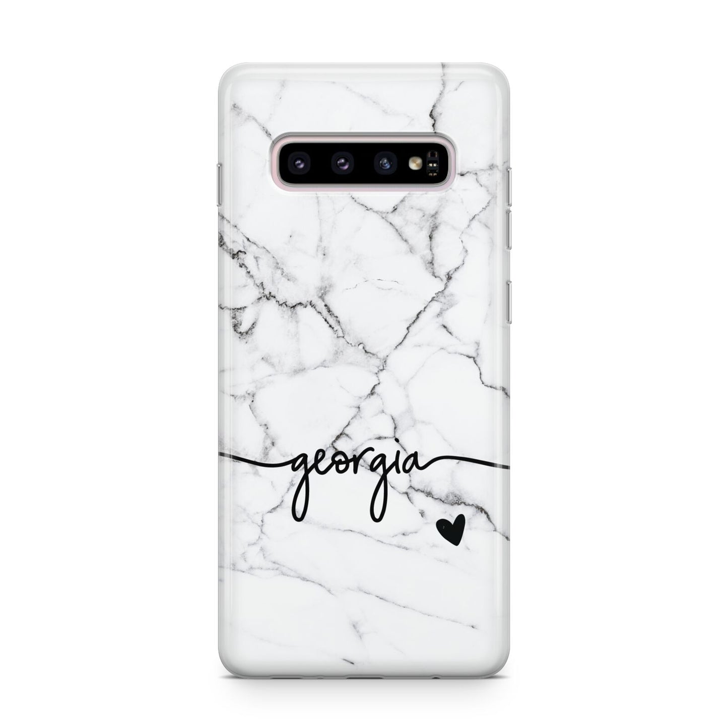 Personalised Black and White Marble with Handwriting Text Samsung Galaxy S10 Plus Case