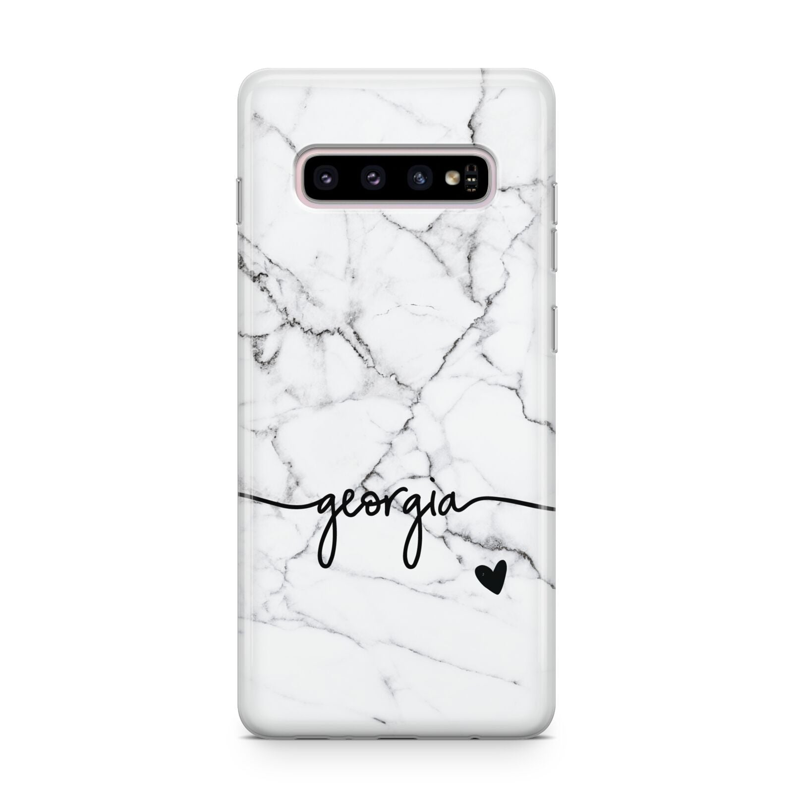 Personalised Black and White Marble with Handwriting Text Samsung Galaxy S10 Plus Case