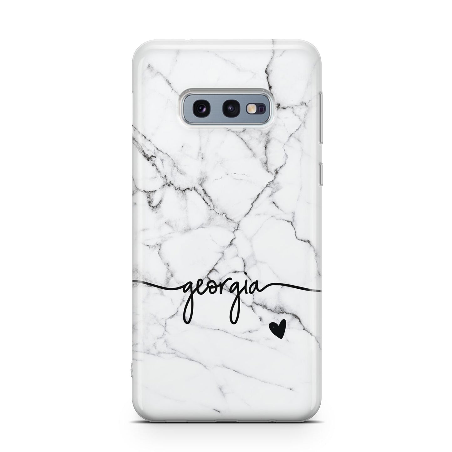 Personalised Black and White Marble with Handwriting Text Samsung Galaxy S10E Case