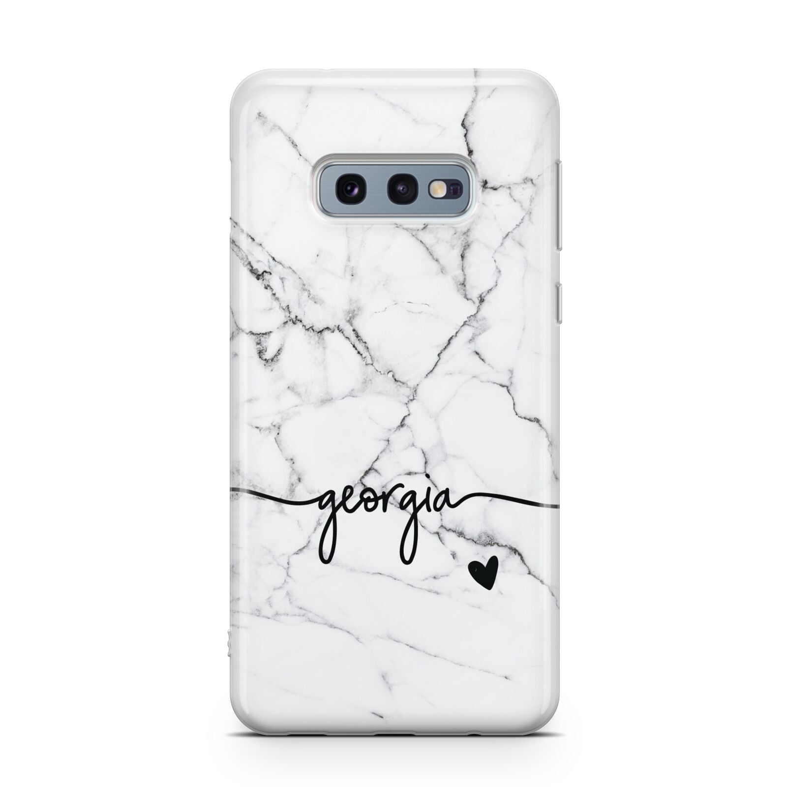 Personalised Black and White Marble with Handwriting Text Samsung Galaxy S10E Case