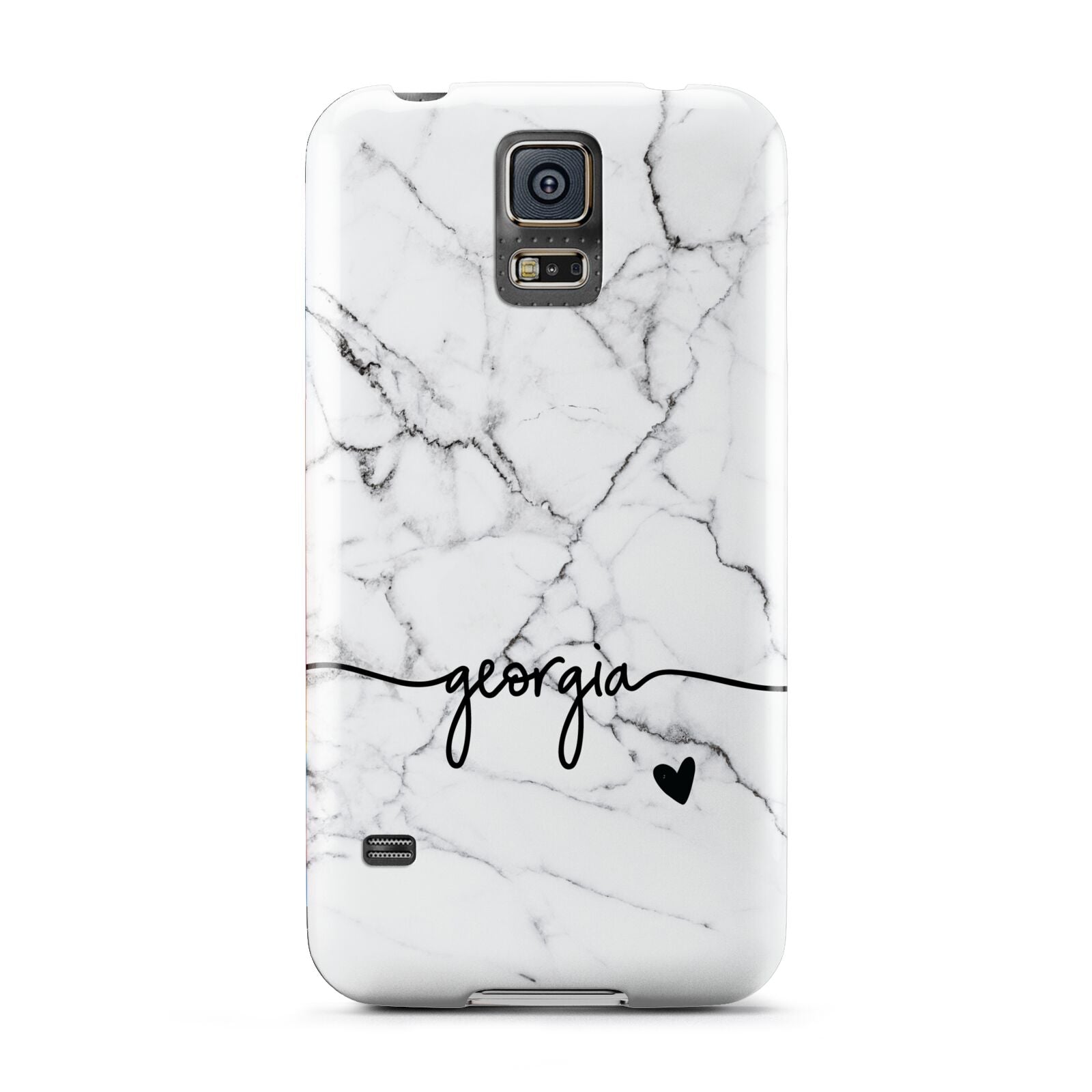 Personalised Black and White Marble with Handwriting Text Samsung Galaxy S5 Case