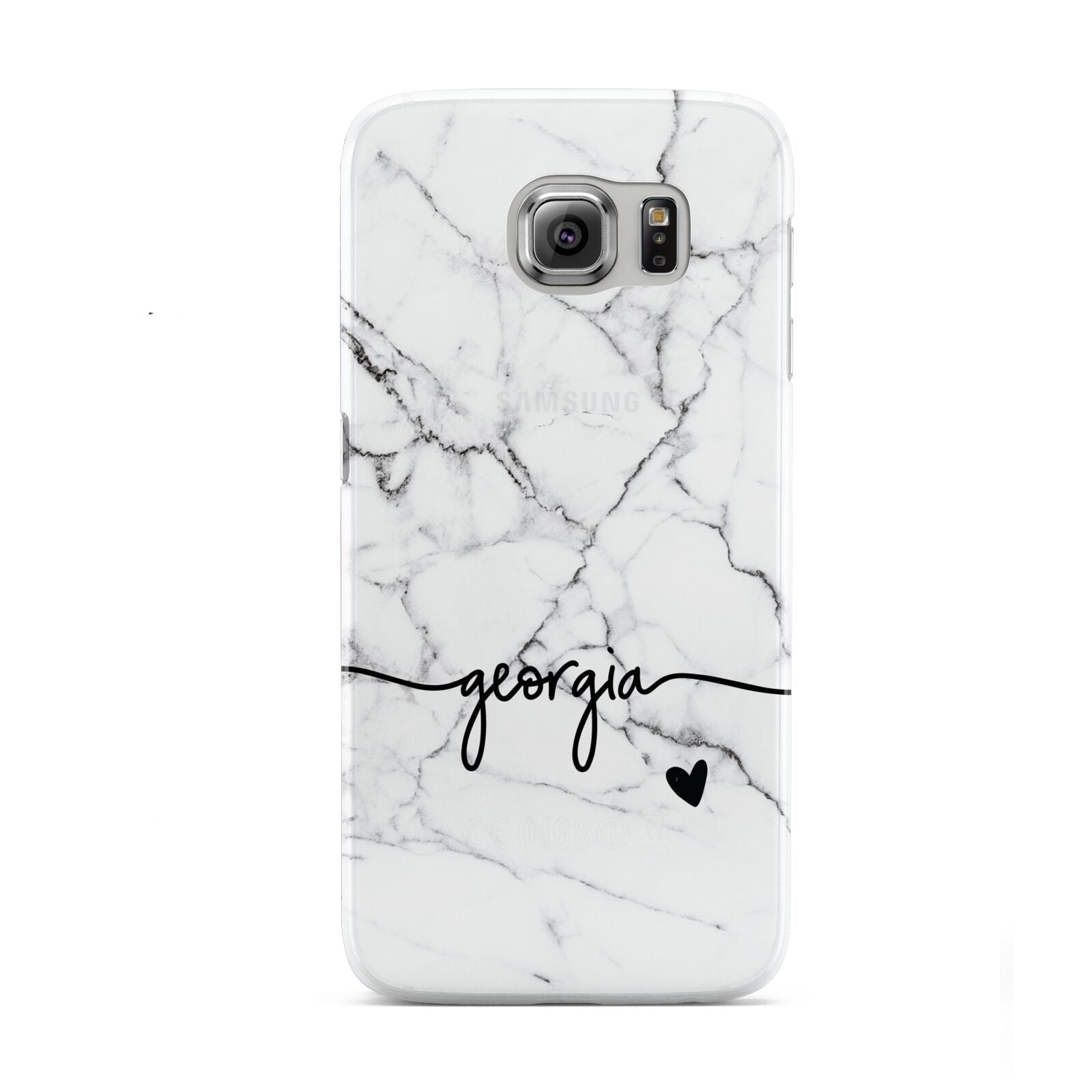 Personalised Black and White Marble with Handwriting Text Samsung Galaxy S6 Case