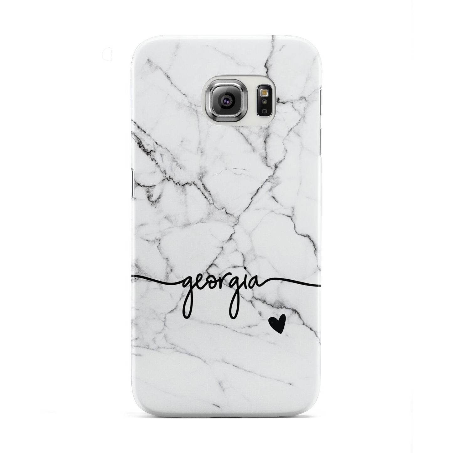 Personalised Black and White Marble with Handwriting Text Samsung Galaxy S6 Edge Case