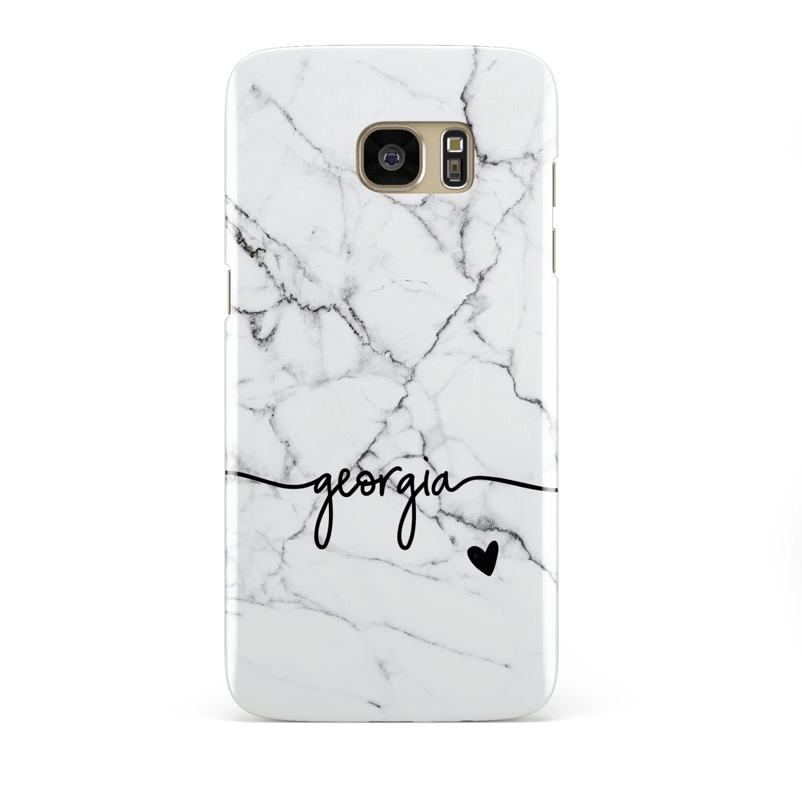 Personalised Black and White Marble with Handwriting Text Samsung Galaxy S7 Edge Case