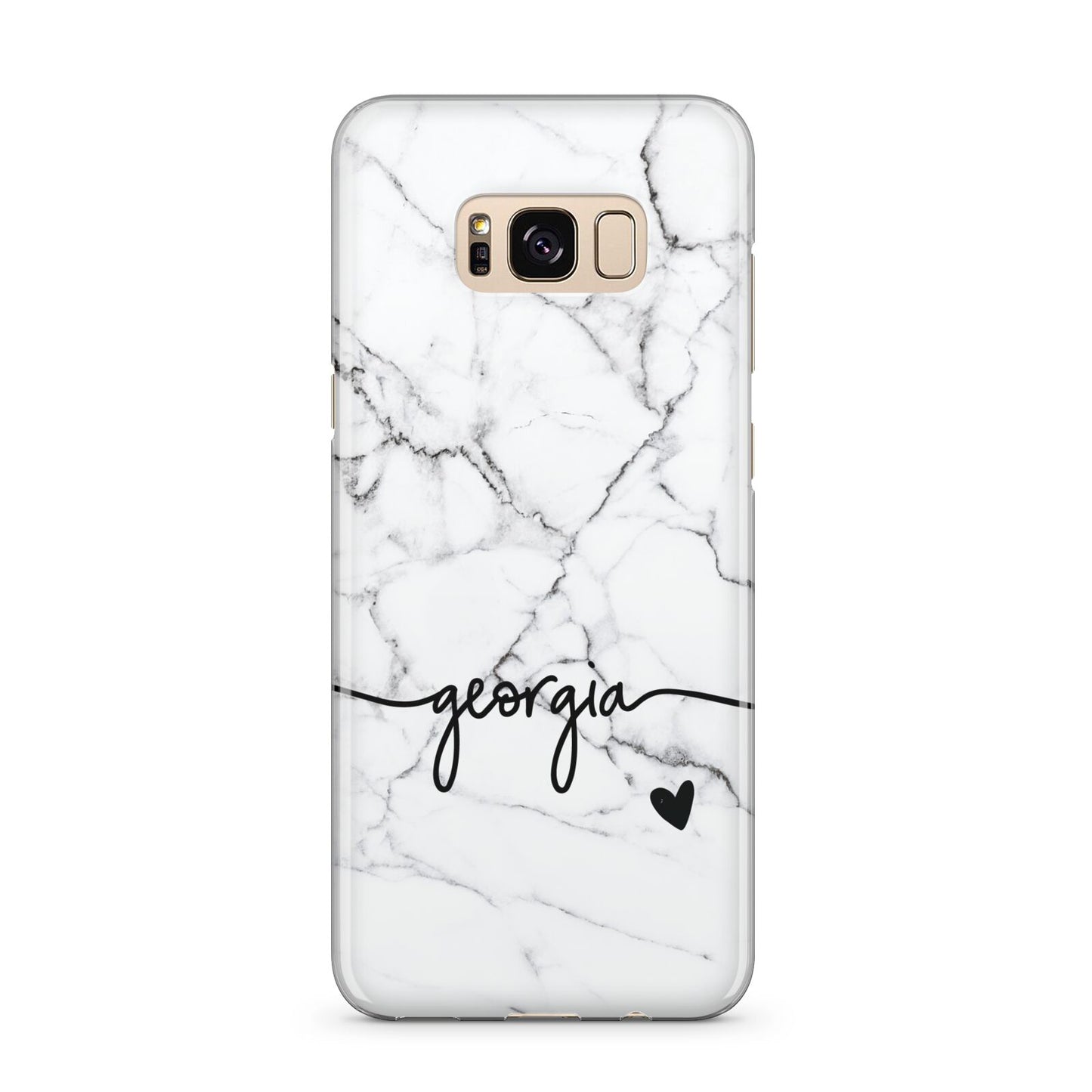 Personalised Black and White Marble with Handwriting Text Samsung Galaxy S8 Plus Case