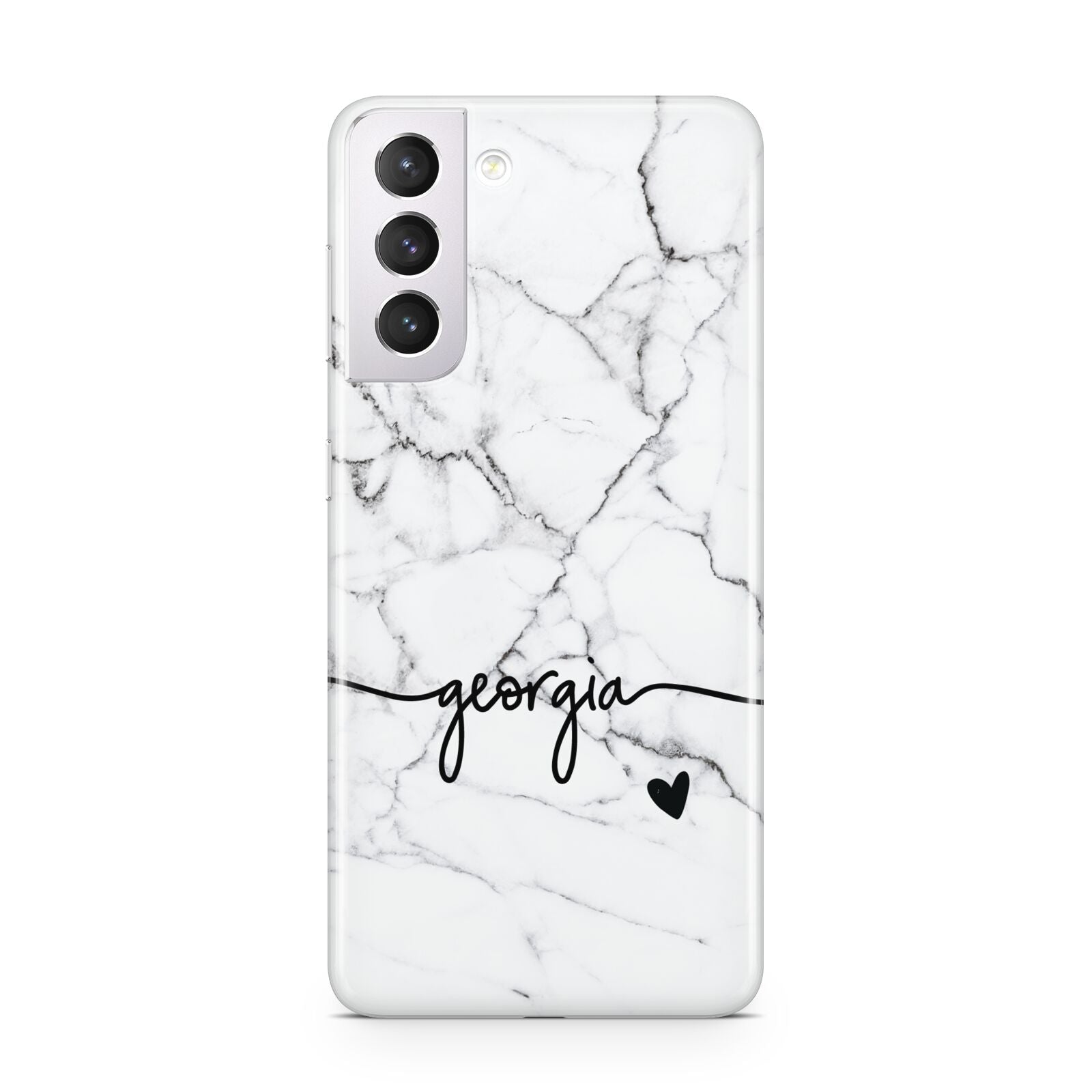 Personalised Black and White Marble with Handwriting Text Samsung S21 Case