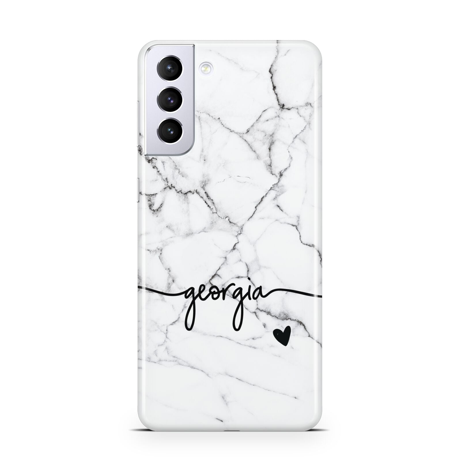 Personalised Black and White Marble with Handwriting Text Samsung S21 Plus Case