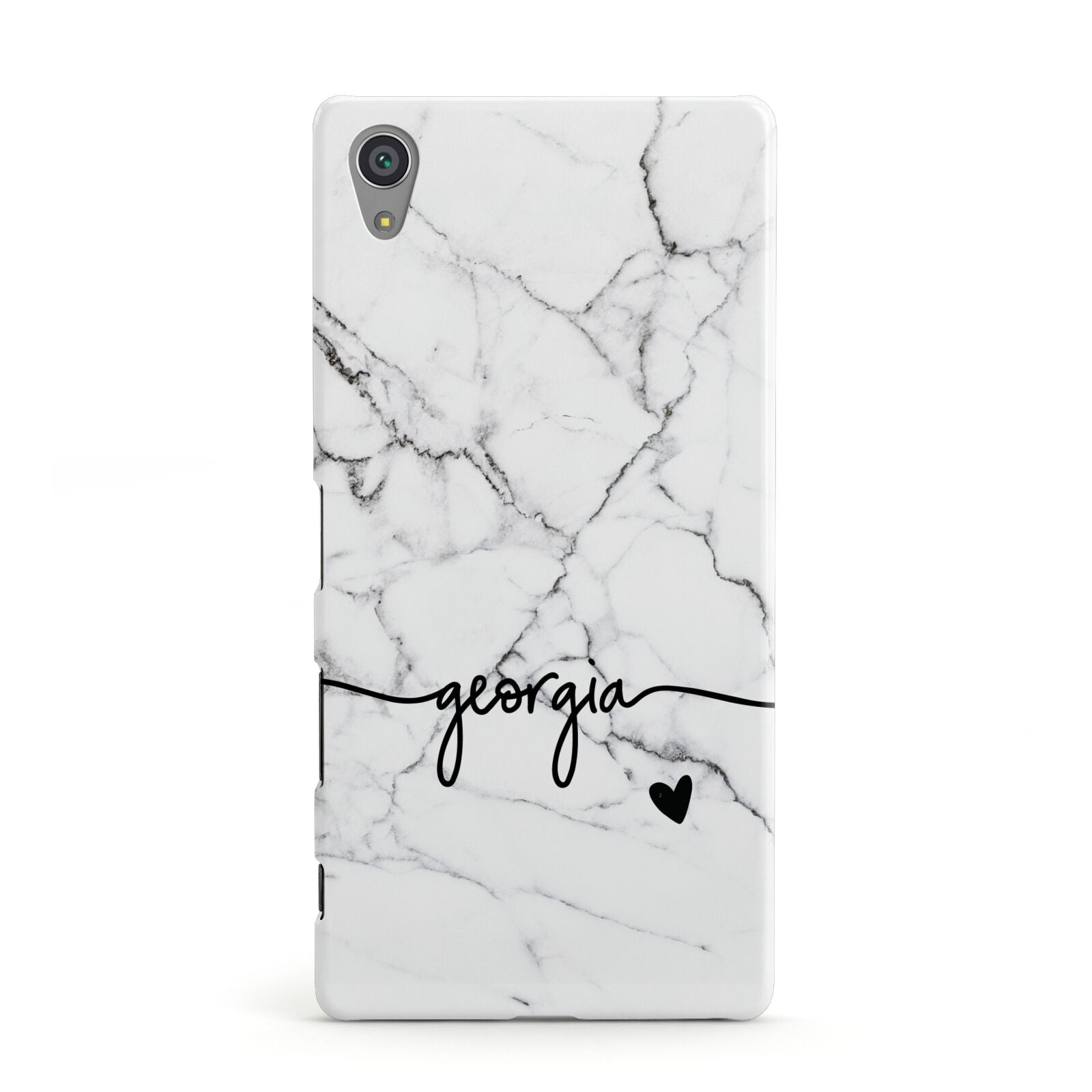 Personalised Black and White Marble with Handwriting Text Sony Xperia Case