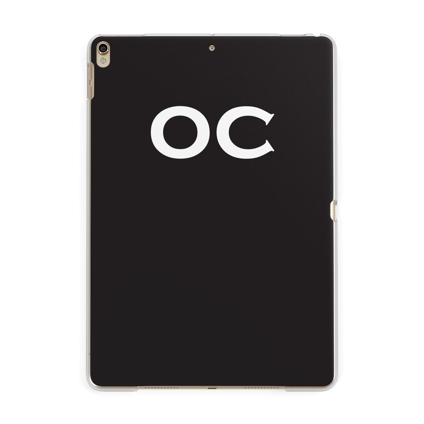 Personalised Black with Initials Apple iPad Gold Case