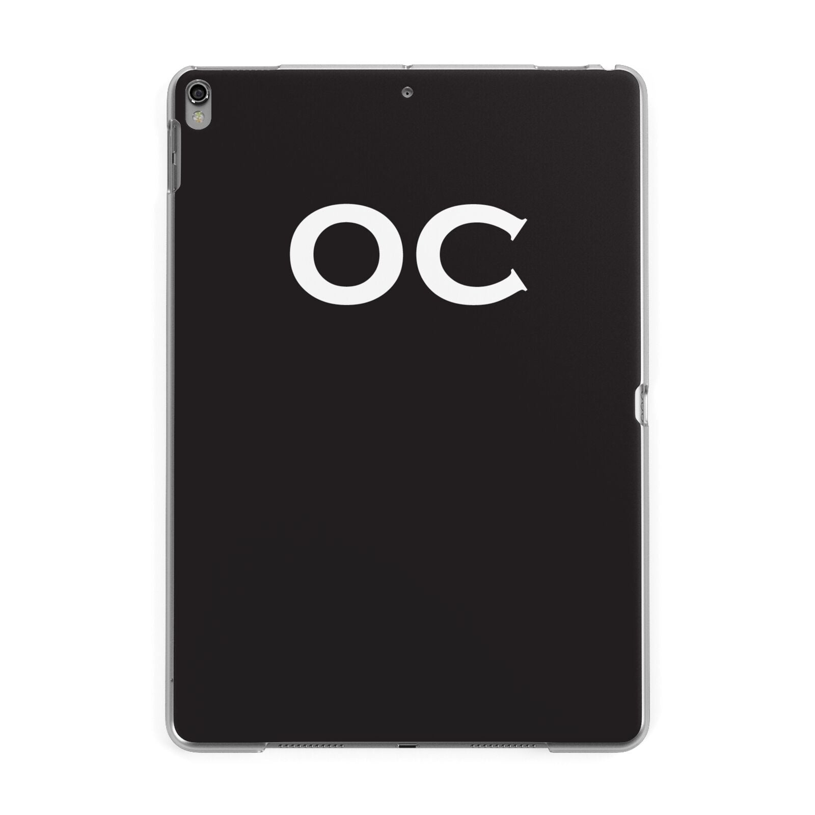 Personalised Black with Initials Apple iPad Grey Case