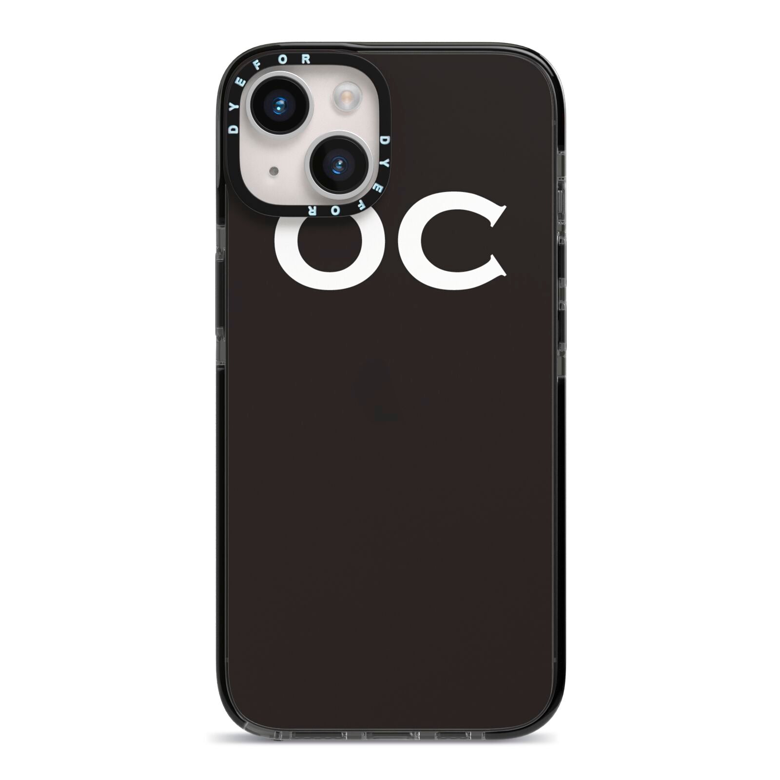 Personalised Black with Initials iPhone 14 Black Impact Case on Silver phone