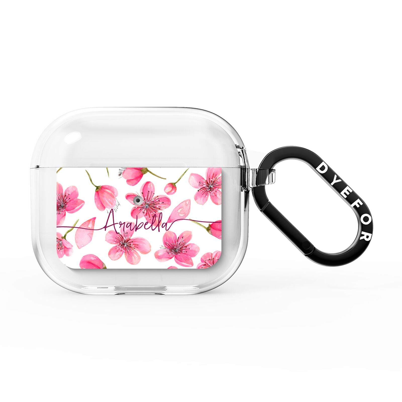 Personalised Blossom Pattern Pink AirPods Clear Case 3rd Gen