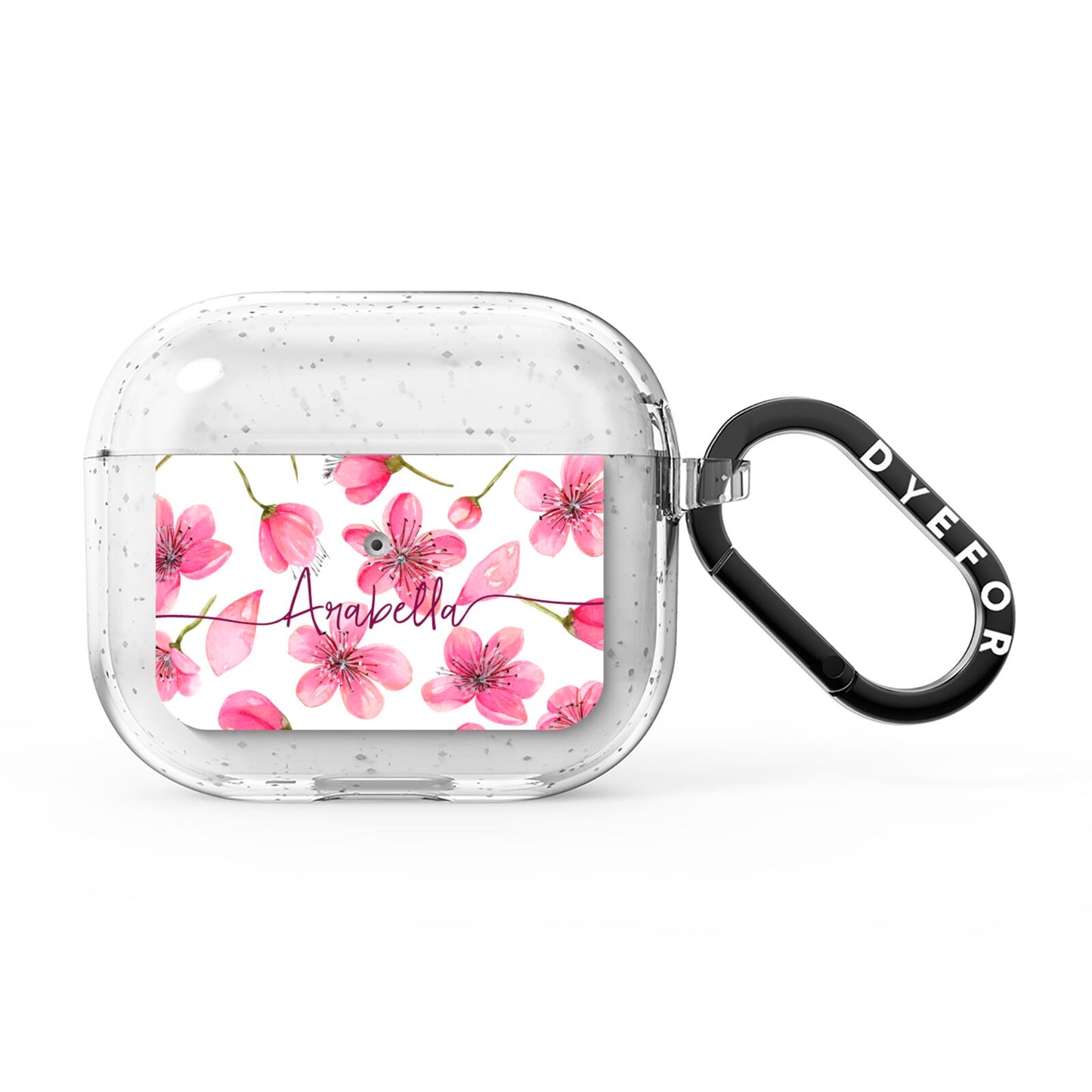 Personalised Blossom Pattern Pink AirPods Glitter Case 3rd Gen