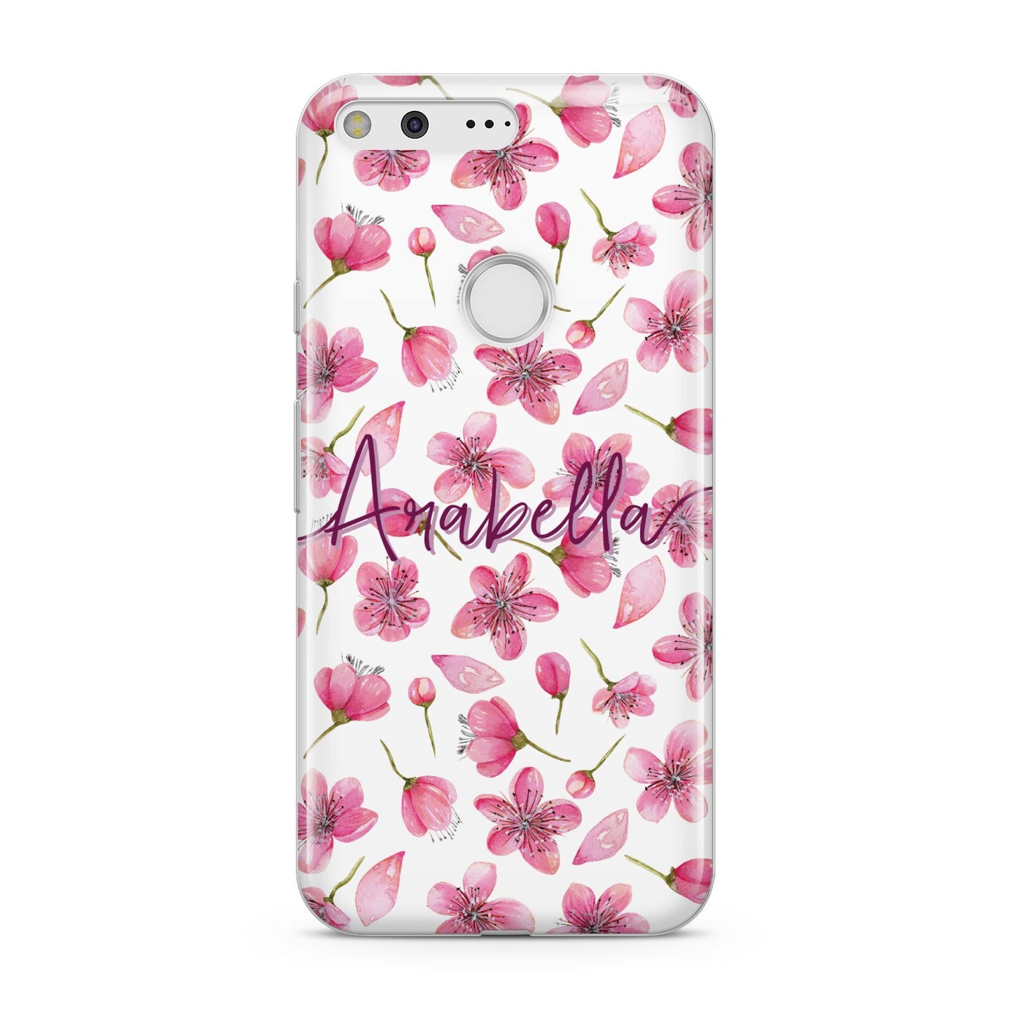 Personalised Blossom Pattern Pink Google Pixel Case