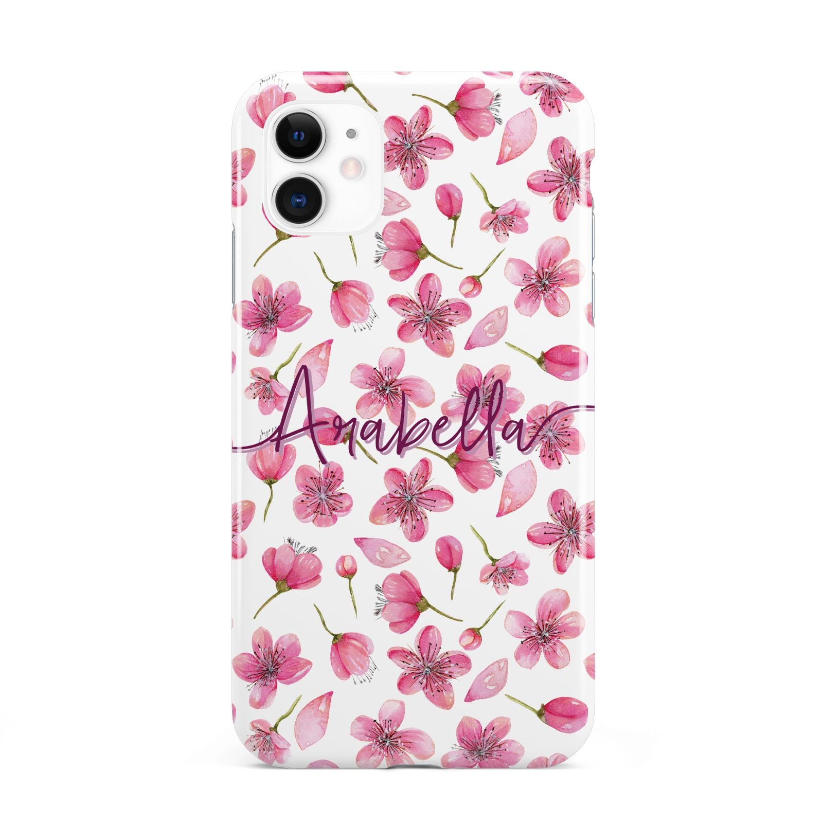 Personalised Blossom Pattern Pink iPhone 11 3D Tough Case