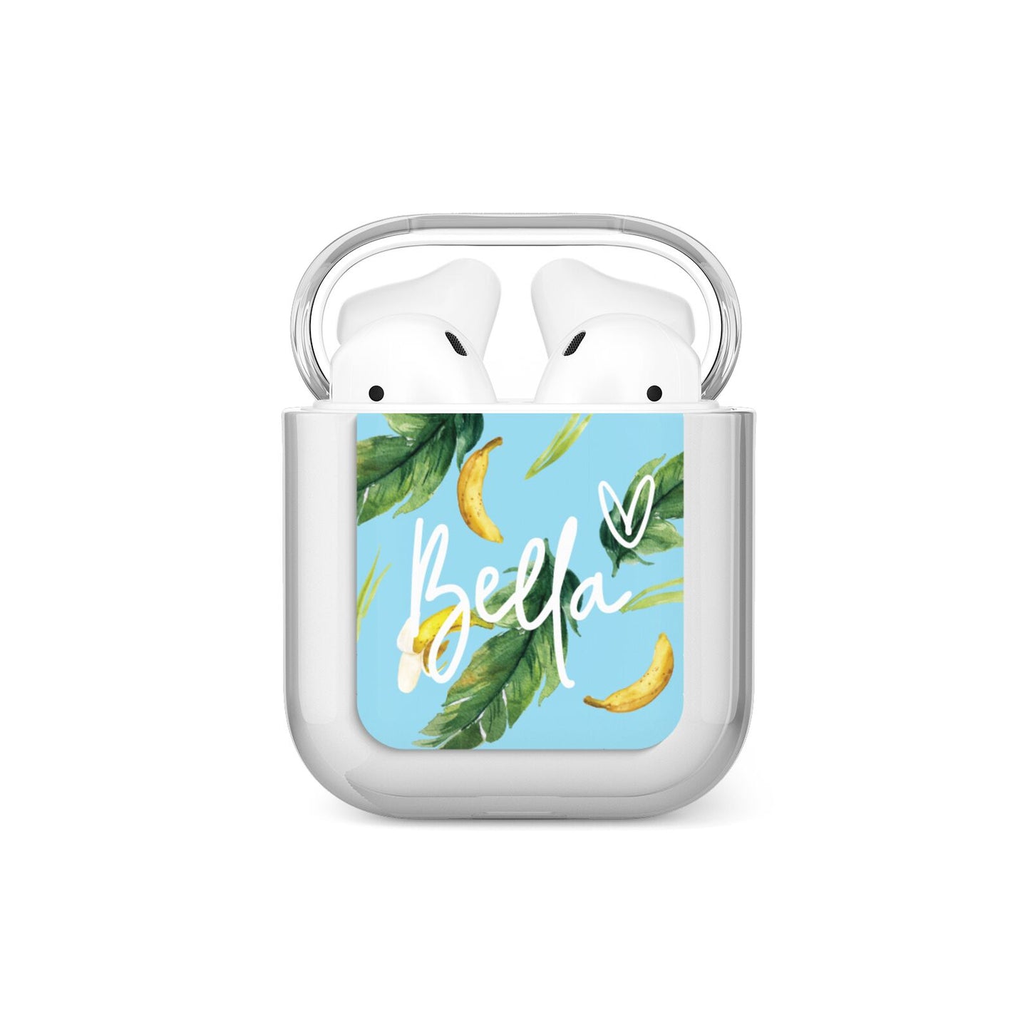 Personalised Blue Banana Tropical AirPods Case