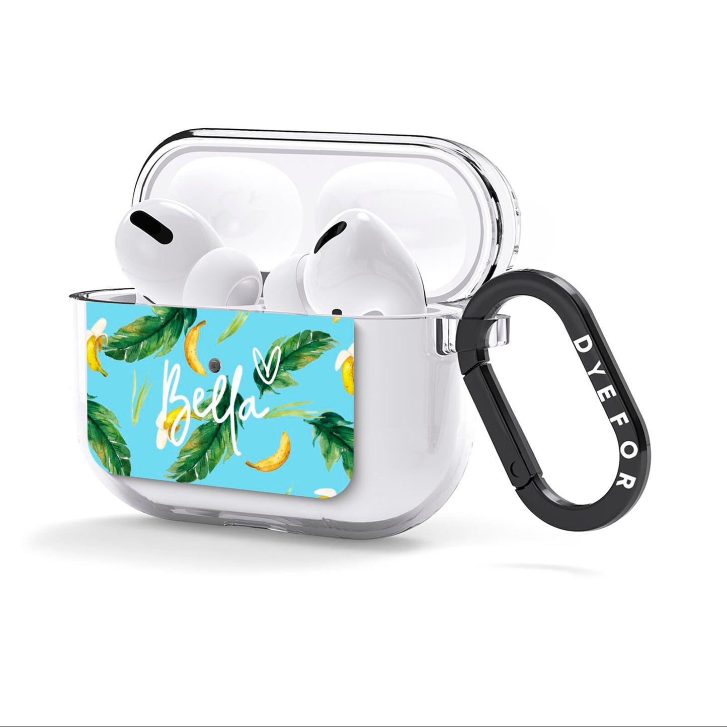 Personalised Blue Banana Tropical AirPods Clear Case 3rd Gen Side Image