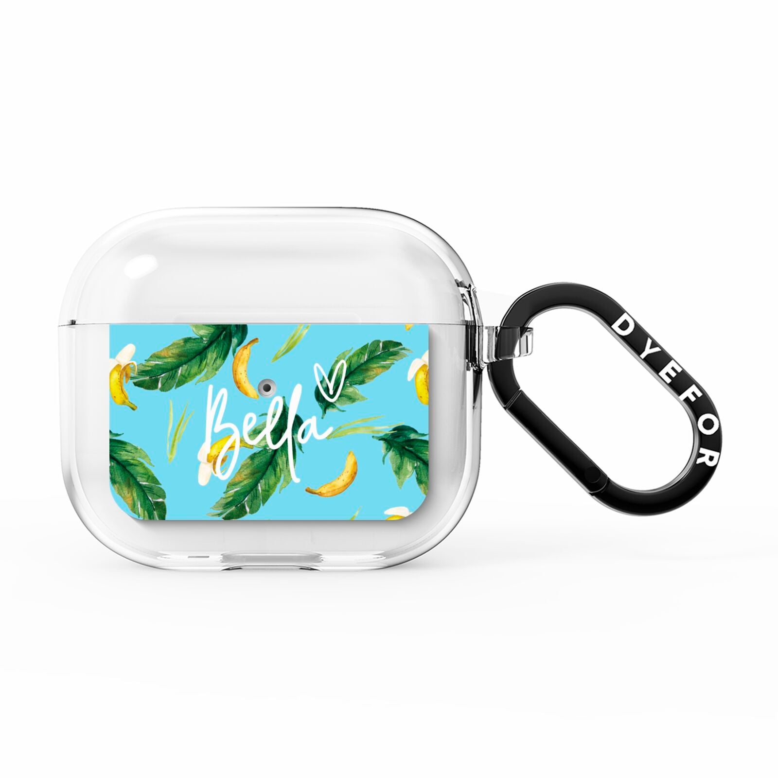 Personalised Blue Banana Tropical AirPods Clear Case 3rd Gen