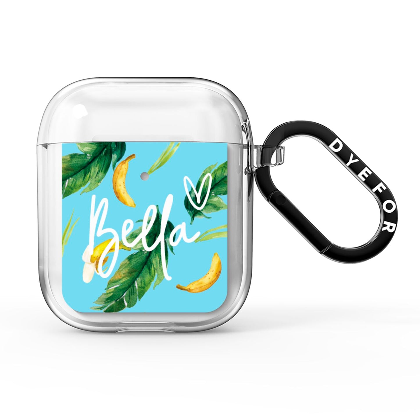 Personalised Blue Banana Tropical AirPods Clear Case