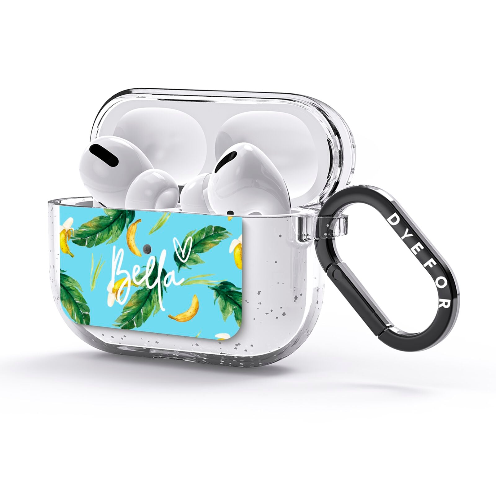 Personalised Blue Banana Tropical AirPods Glitter Case 3rd Gen Side Image