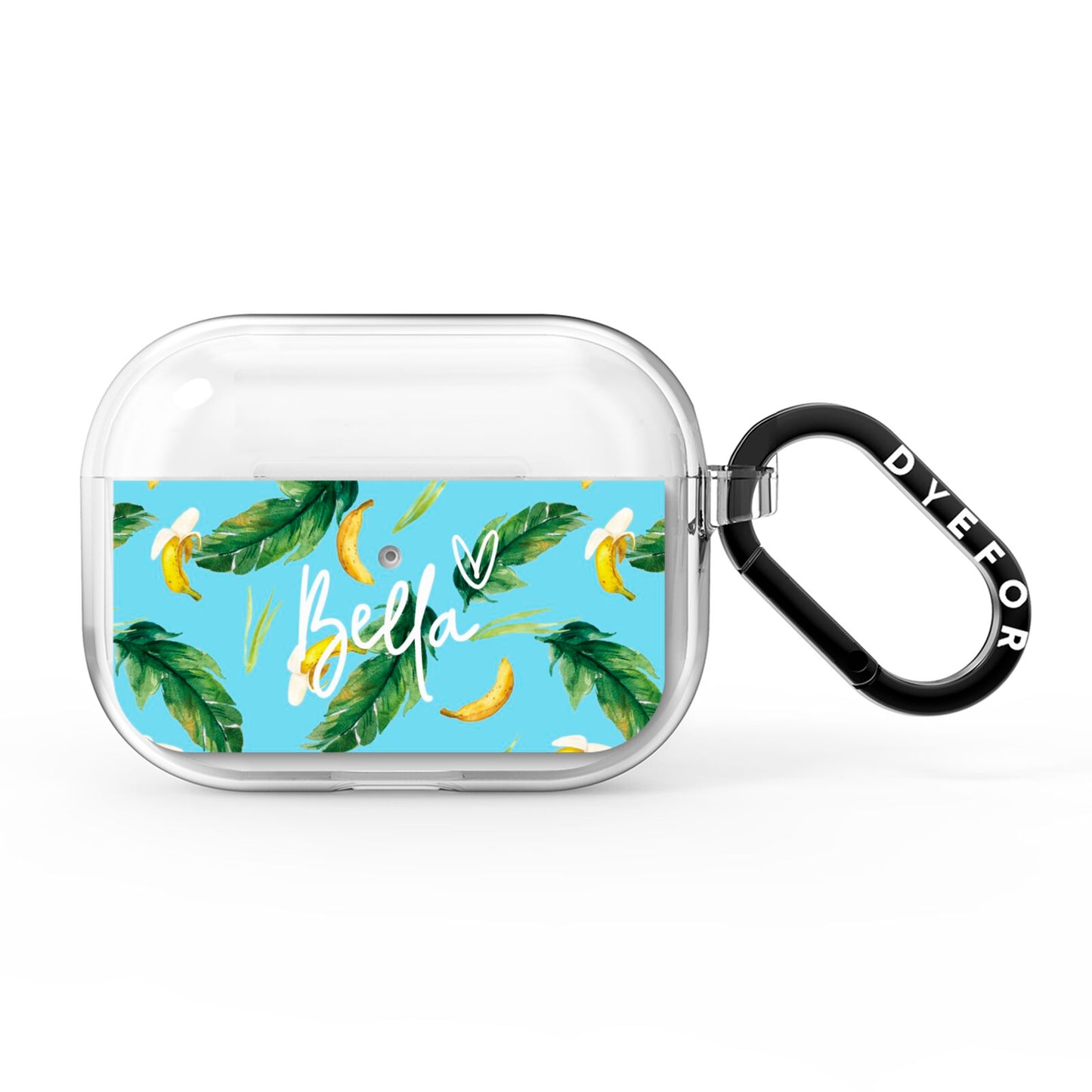 Personalised Blue Banana Tropical AirPods Pro Clear Case