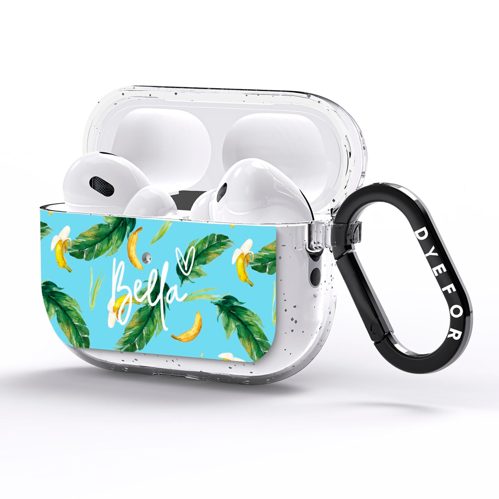 Personalised Blue Banana Tropical AirPods Pro Glitter Case Side Image