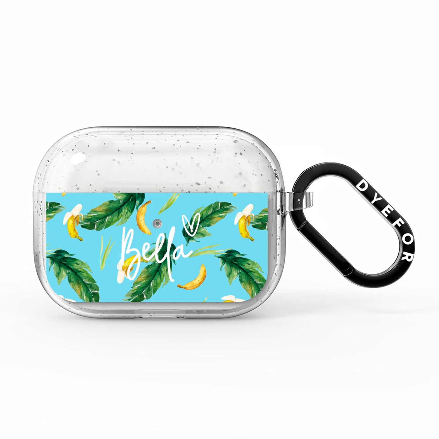 Personalised Blue Banana Tropical AirPods Pro Glitter Case