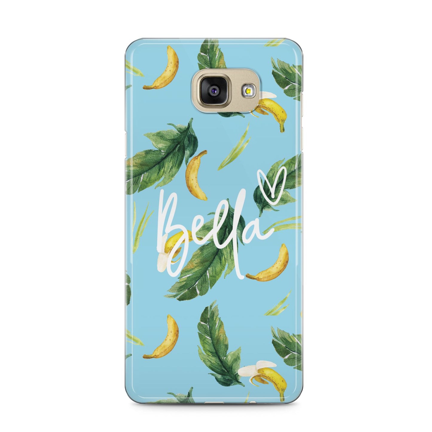 Personalised Blue Banana Tropical Samsung Galaxy A5 2016 Case on gold phone