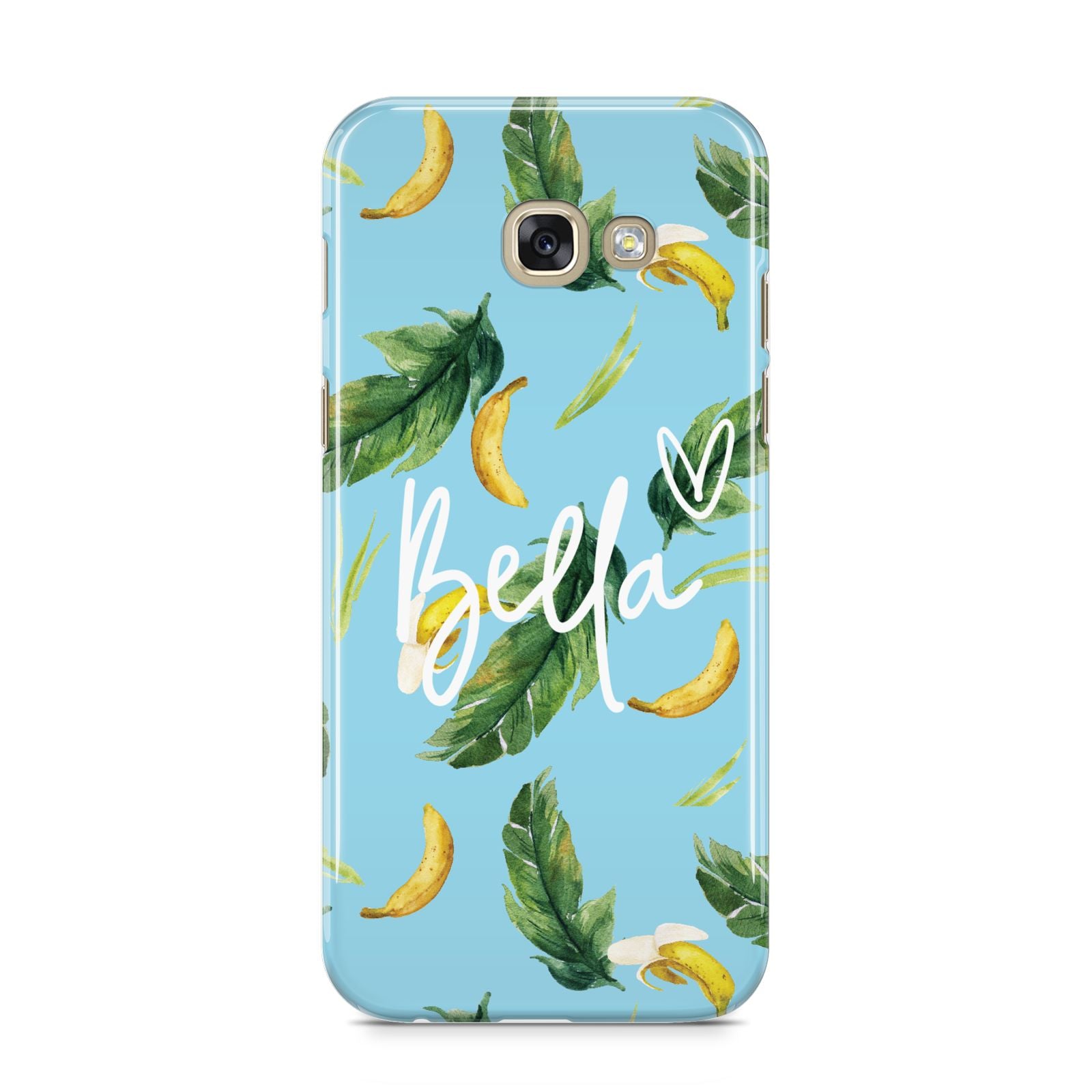 Personalised Blue Banana Tropical Samsung Galaxy A5 2017 Case on gold phone